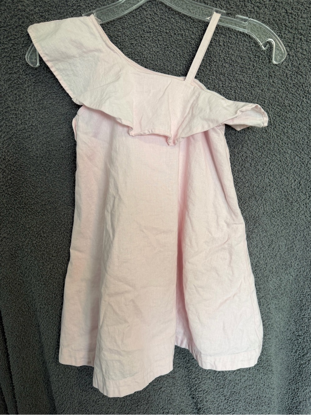 Girls One-Shoulder Ruffle Dress - Light Pink